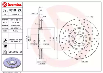 09.7010.2X BREMBO Диск тормозной