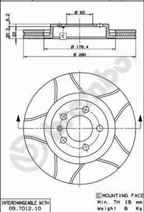 Тормозной диск BREMBO 09.7012.75