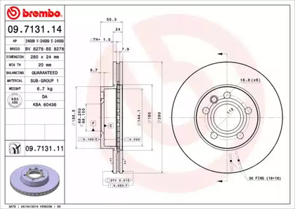 09.7131.11 BREMBO Диск тормозной