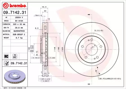 Диск тормозной BREMBO 09.7142.31