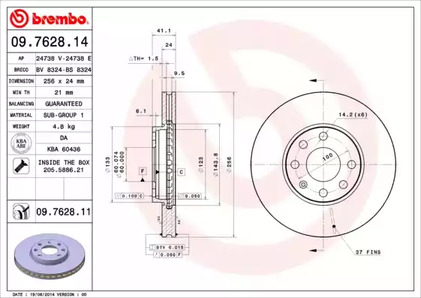 09.7628.14 BREMBO Тормозной диск