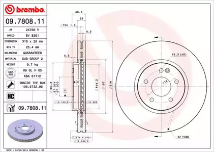 Тормозной диск BREMBO 09.7808.11