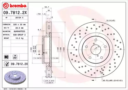 Диск тормозной BREMBO 09.7812.2X
