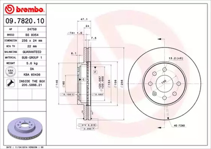 09.7820.10 BREMBO Тормозной диск