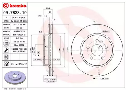 Тормозной диск BREMBO 09.7823.11