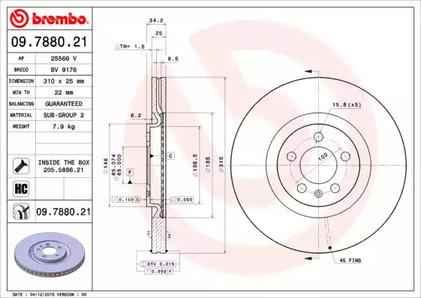 09.7880.21 BREMBO Тормозной диск