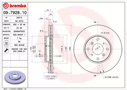 Тормозной диск BREMBO 09.7928.10