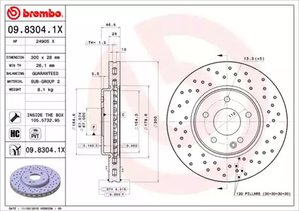 Тормозной диск BREMBO 09.8304.1X