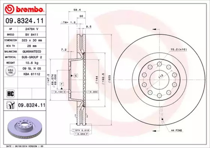 09.8324.11 BREMBO Диск тормозной