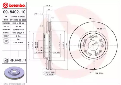 Диск тормозной BREMBO 09.8402.11