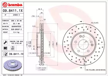 Диск тормозной BREMBO 09.8411.1X