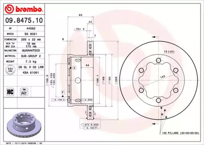 09.8475.10 BREMBO Тормозной диск