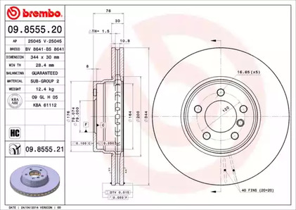 Тормозной диск BREMBO 09.8555.21