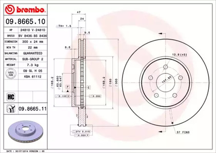 09.8665.11 BREMBO Тормозной диск