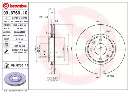 Тормозной диск BREMBO 09.8760.11