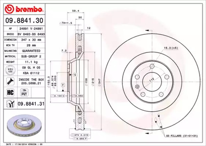 Тормозной диск BREMBO 09.8841.31