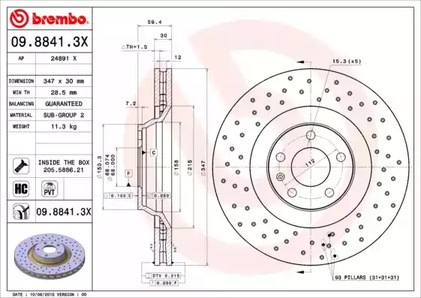 Тормозной диск BREMBO 09.8841.3X