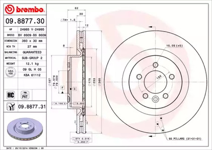 Тормозной диск BREMBO 09.8877.31