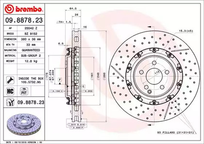 Тормозной диск BREMBO 09.8878.23