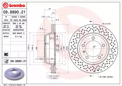 Тормозной диск BREMBO 09.8890.21