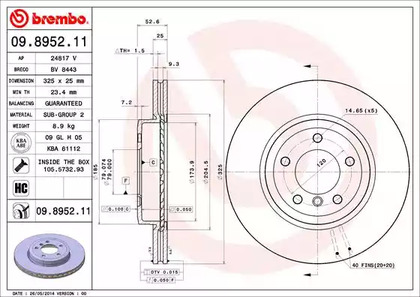 09.8952.11 BREMBO Диск тормозной