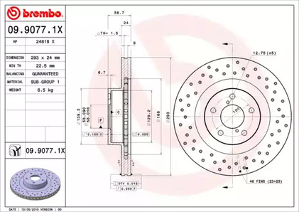 09.9077.1X BREMBO Тормозной диск