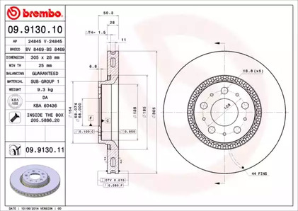 Тормозной диск BREMBO 09.9130.11