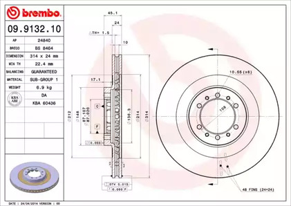 Тормозной диск BREMBO 09.9132.10