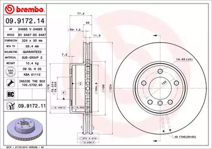 09.9172.11 BREMBO Тормозной диск