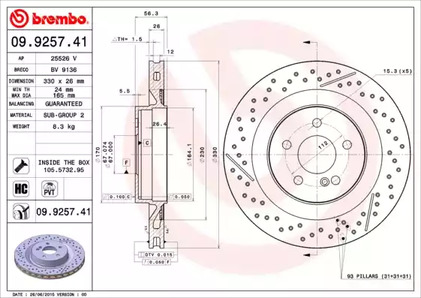 Диск тормозной BREMBO 09.9257.41