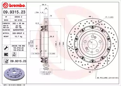 Тормозной диск BREMBO 09.9315.23