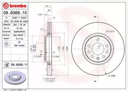 09.9369.10 BREMBO Тормозной диск