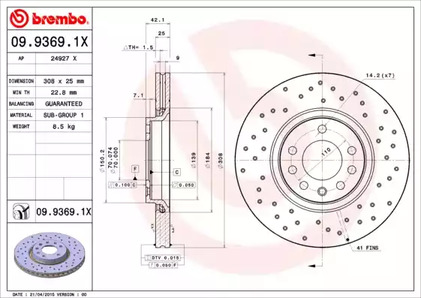 09.9369.1X BREMBO Тормозной диск