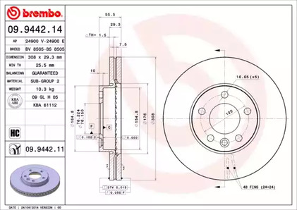 Тормозной диск BREMBO 09.9442.11