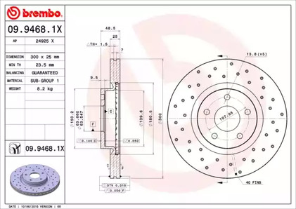 Диск тормозной BREMBO 09.9468.1X