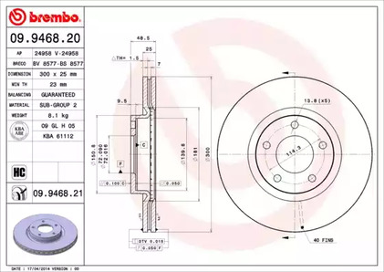 09.9468.20 BREMBO Тормозной диск