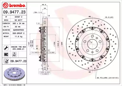 Диск тормозной BREMBO 09.9477.23