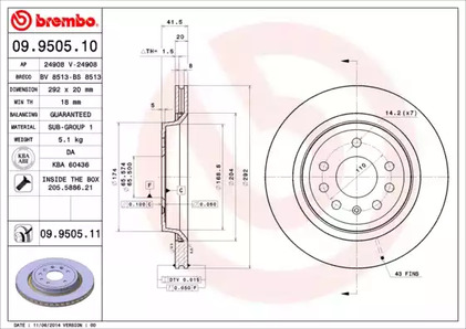 Тормозные колодки BREMBO 09.9505.11