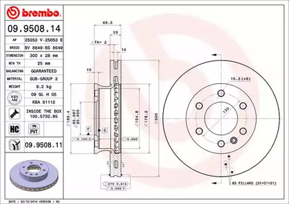 09.9508.11 BREMBO Тормозной диск