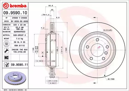 09.9590.11 BREMBO Тормозной диск