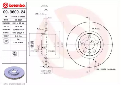 09.9609.24 BREMBO Тормозной диск