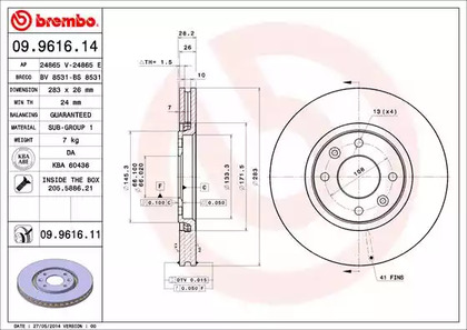 09.9616.11 BREMBO Диск тормозной