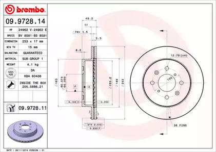Диск тормозной BREMBO 09.9728.11