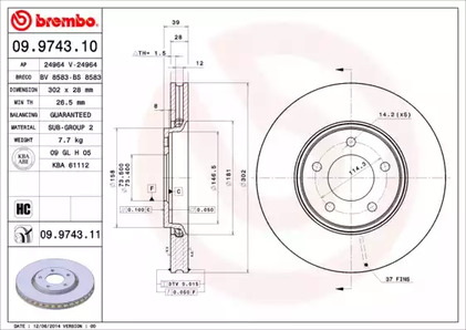Диск тормозной BREMBO 09.9743.11
