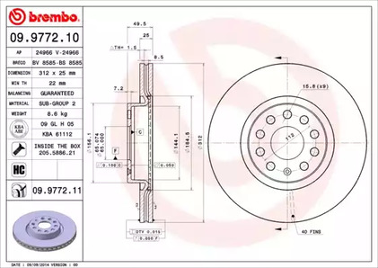 09.9772.11 BREMBO Тормозной диск