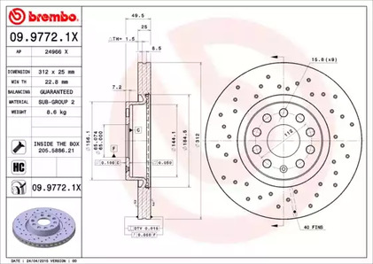 09.9772.1X BREMBO Тормозной диск