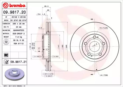 09.9817.20 BREMBO Тормозной диск