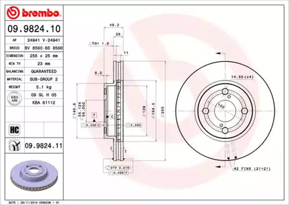 09.9824.11 BREMBO Тормозной диск