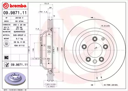 09.9871.11 BREMBO Тормозной диск