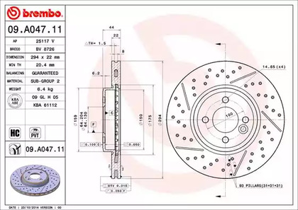 Тормозной диск BREMBO 09.A047.11